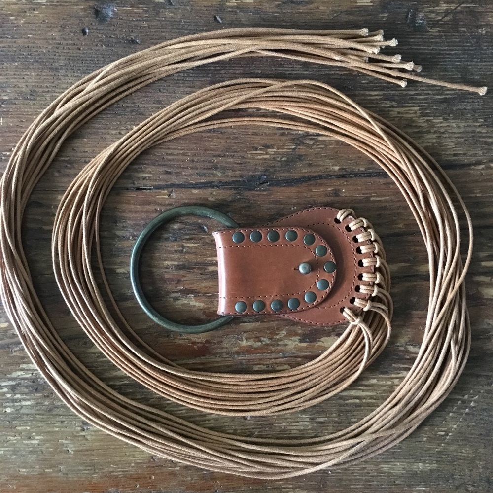 RAFE NEW YORK  Leather Fringed Belt Boho